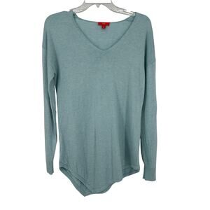 Etcetera Powder Blue V-Neck Asymmetrical Hem Lightweight Pullover Sweater Small